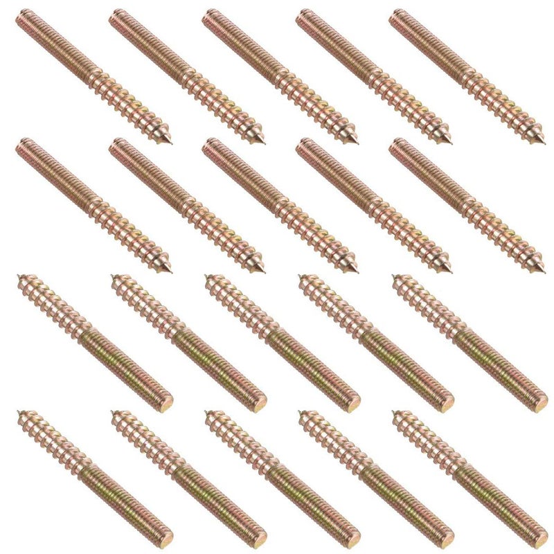 TOP-VIGOR 20Pcs M6x60mm Hanger Bolts, Double Headed Bolts Self Tapping Screw, Double Ended Dowel Screws, Screw Dowels Hanger, Threaded Lag Wood Screws and Machine Bolts for Wood Joint Furniture - Image 1